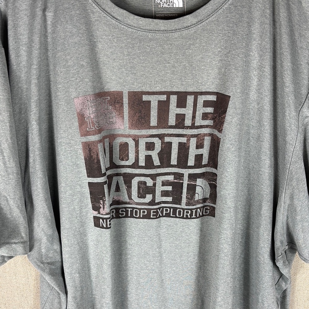 The North Face Gray Blue Short Sleeve Tee Casual Crew Neck XXL - Picture 2 of 10